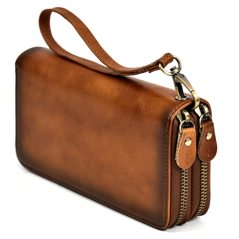 Leather Wallets Harbor Double Zipper Long