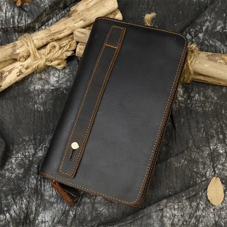 Leather Wallets Harbor Double Zipper Long