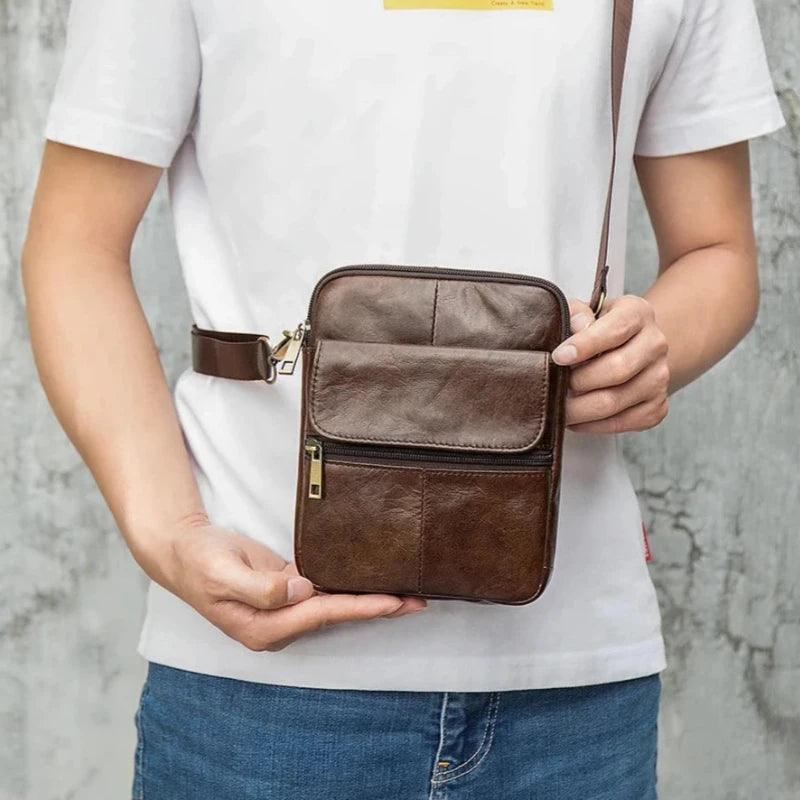 Genuine Leather Crossbody Bag for Men