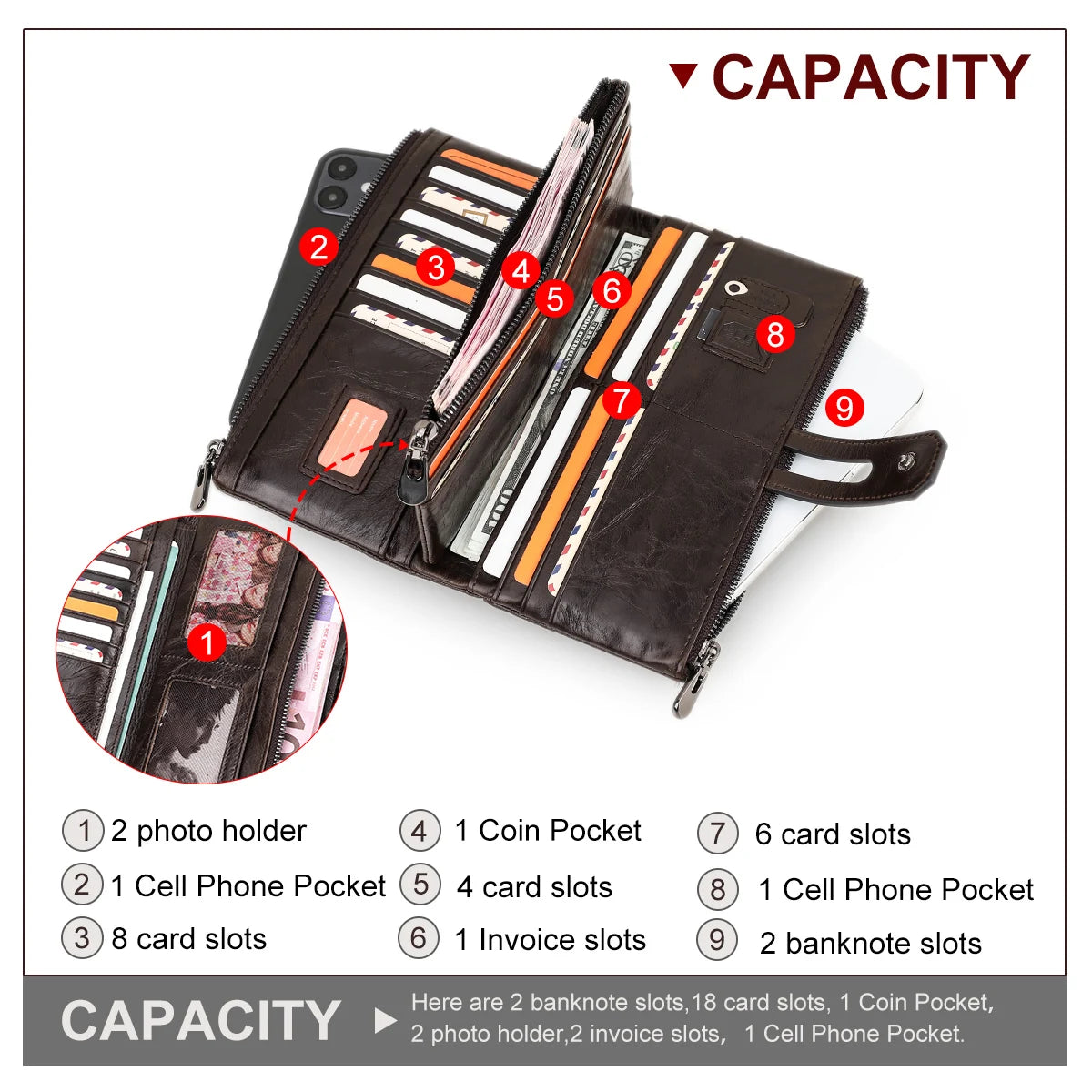 Men’s Long Leather Wallet