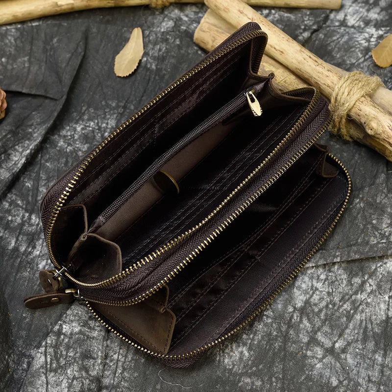 Leather Wallets Harbor Double Zipper Long
