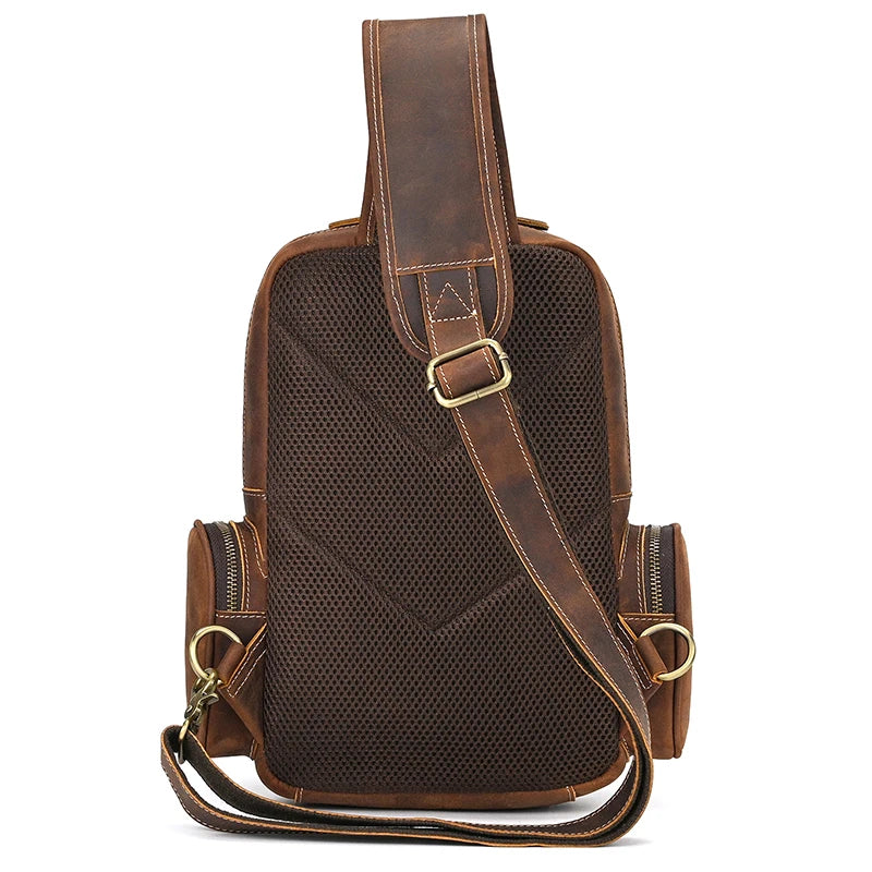 Retro leather big chest bag