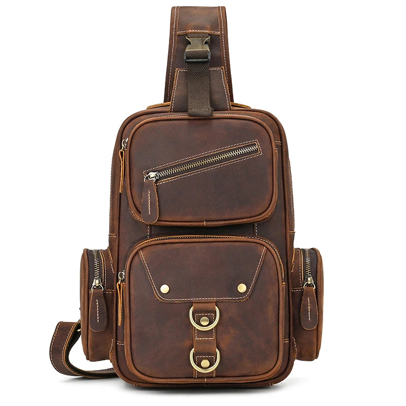 Retro leather big chest bag
