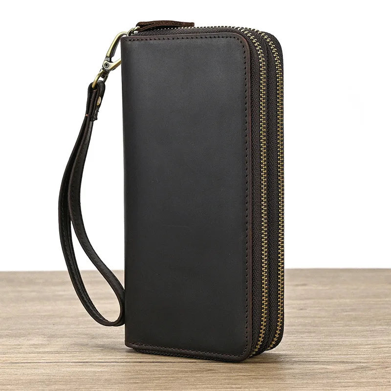 Leather Wallets Harbor Double Zipper Long