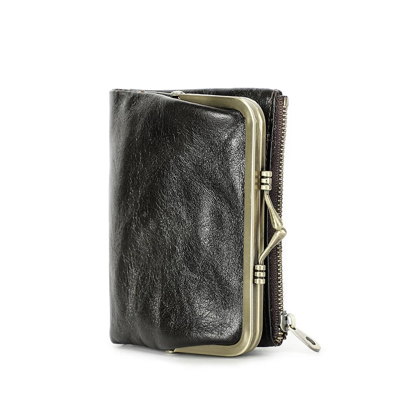 Compact Leather Wallet with RFID Protection