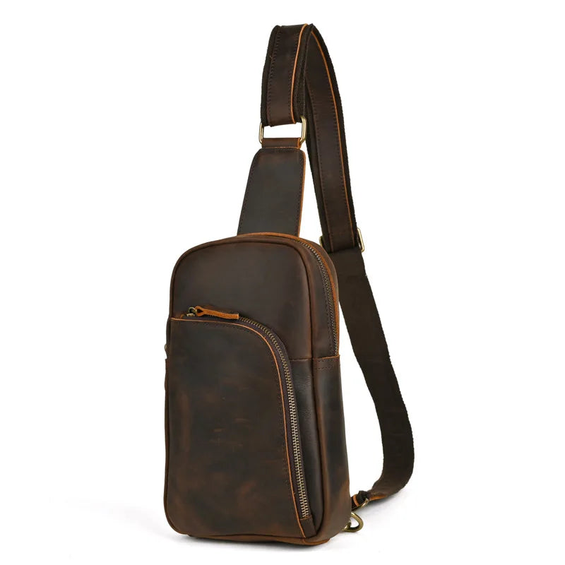Casual Leather Chest Bag Retro