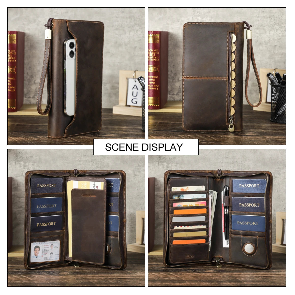 Men's Clutch with Passport and Phone Holder