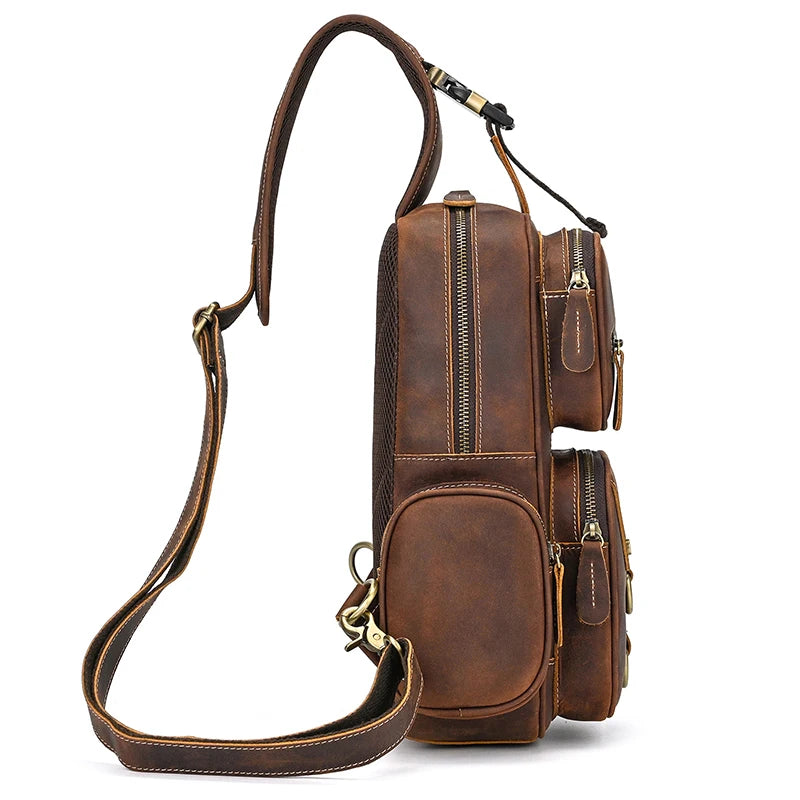 Retro leather big chest bag