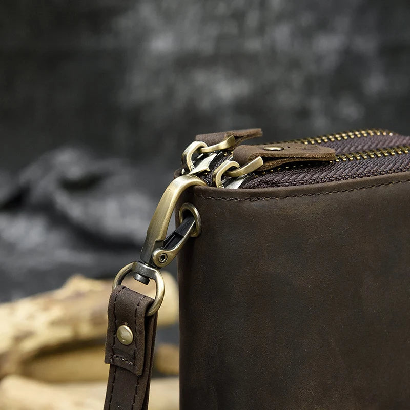 Leather Wallets Double Zip