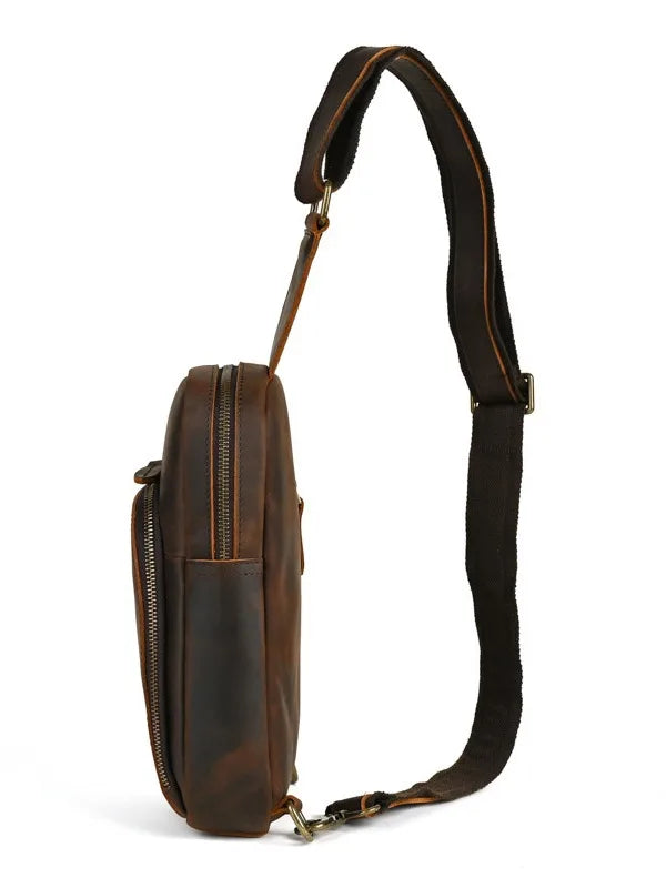 Casual Leather Chest Bag Retro