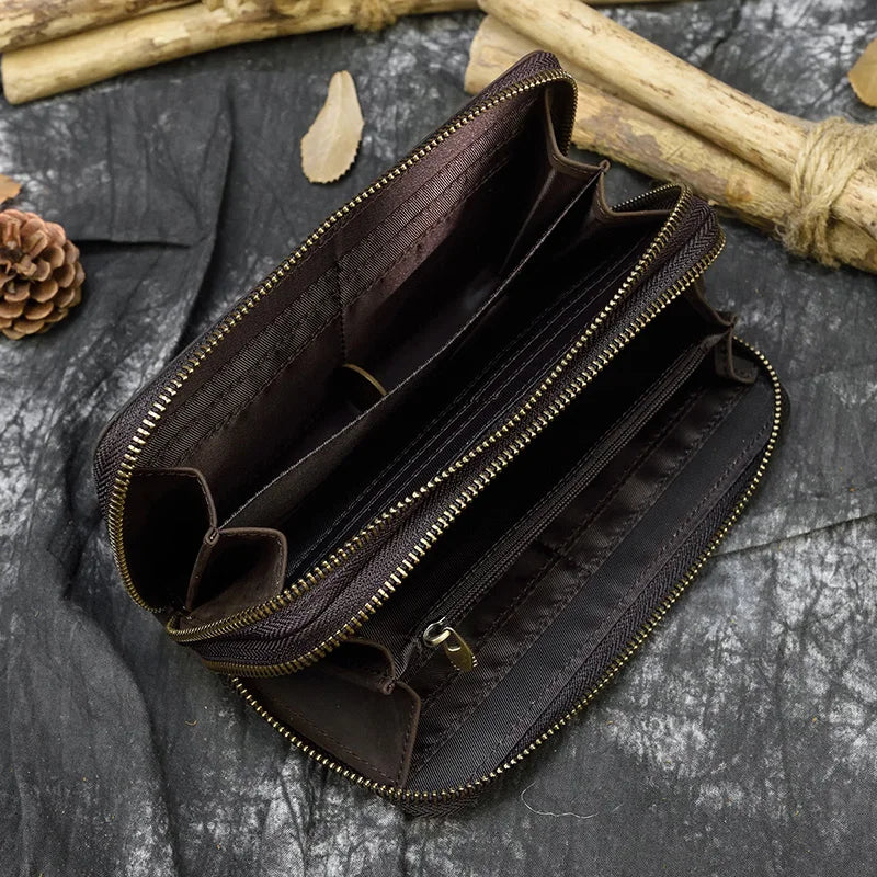Leather Wallets Double Zip