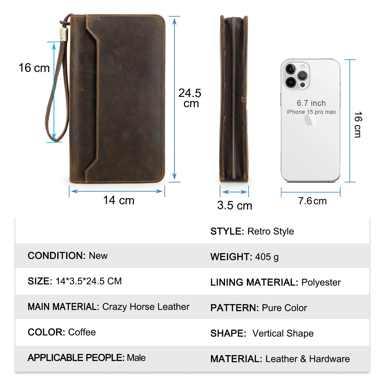 Men's Clutch with Passport and Phone Holder
