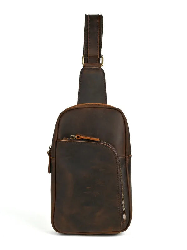 Casual Leather Chest Bag Retro