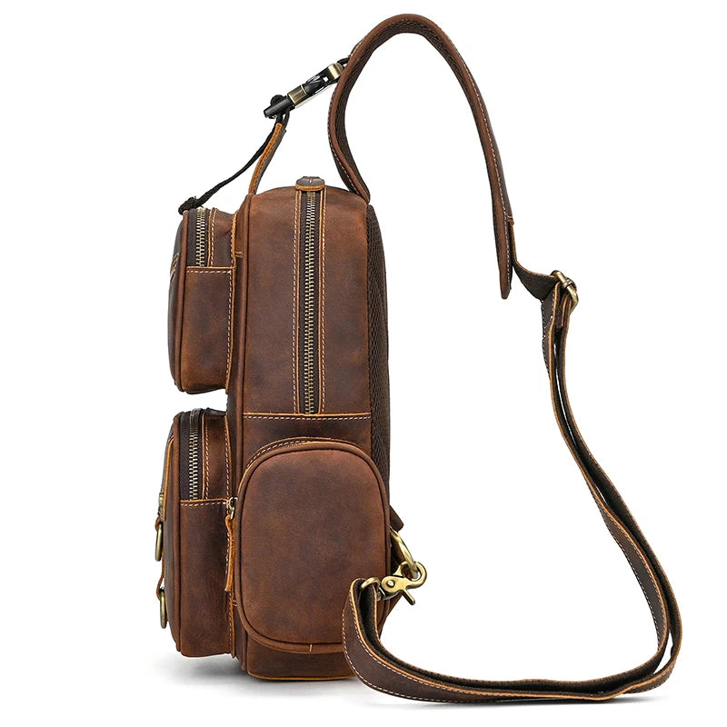 Retro leather big chest bag