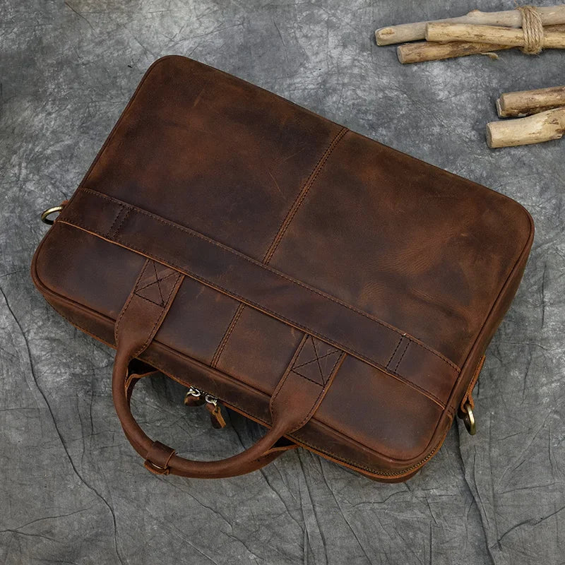 Leather Men Briefcase Vintage Business