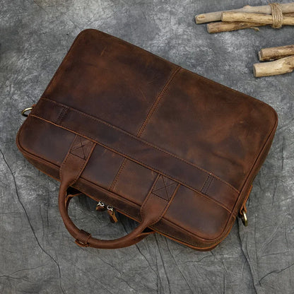 Leather Men Briefcase Vintage Business