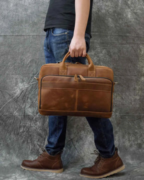 Leather Men Briefcase Vintage Business