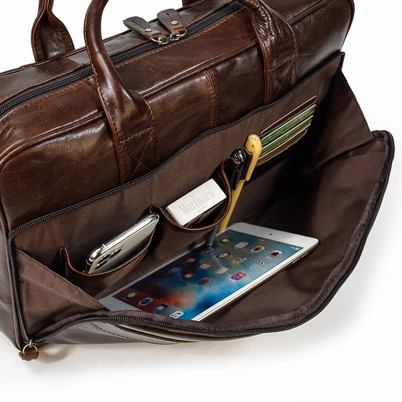 Leather Men Briefcase Vintage Business