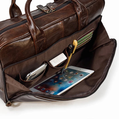 Leather Men Briefcase Vintage Business