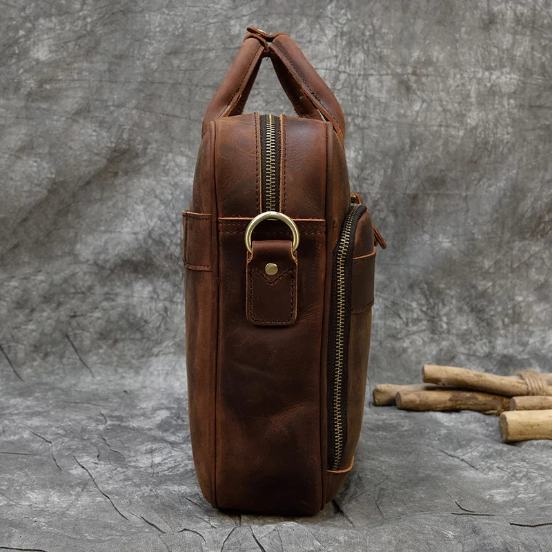 Leather Men Briefcase Vintage Business