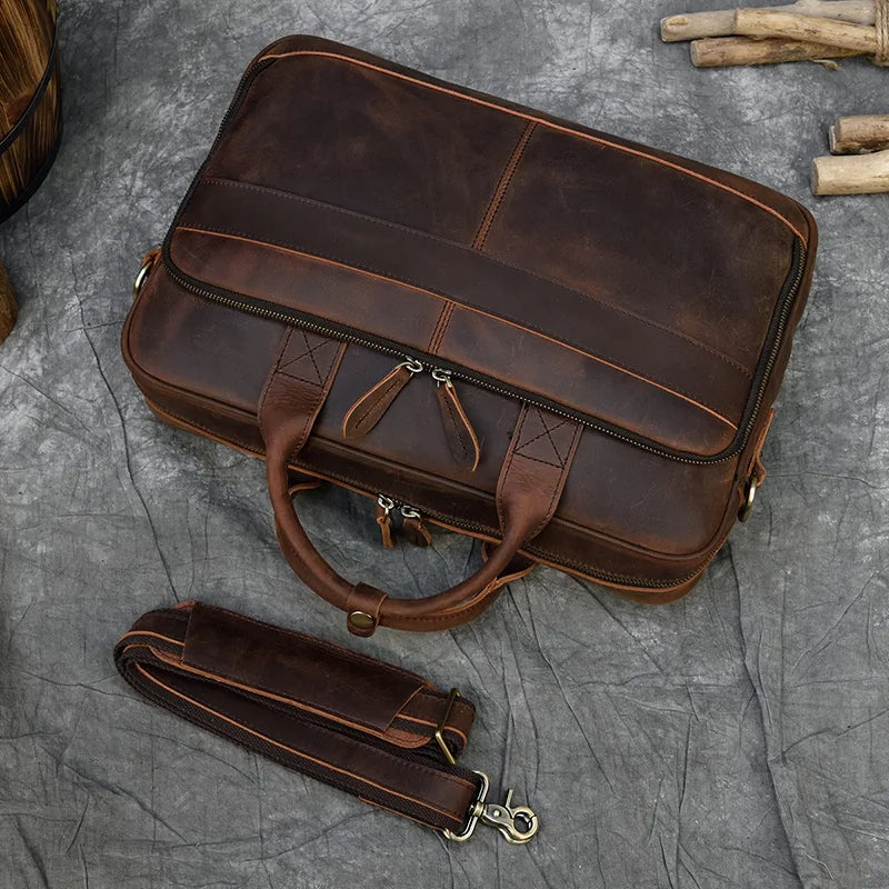 Leather Men Briefcase Vintage Business