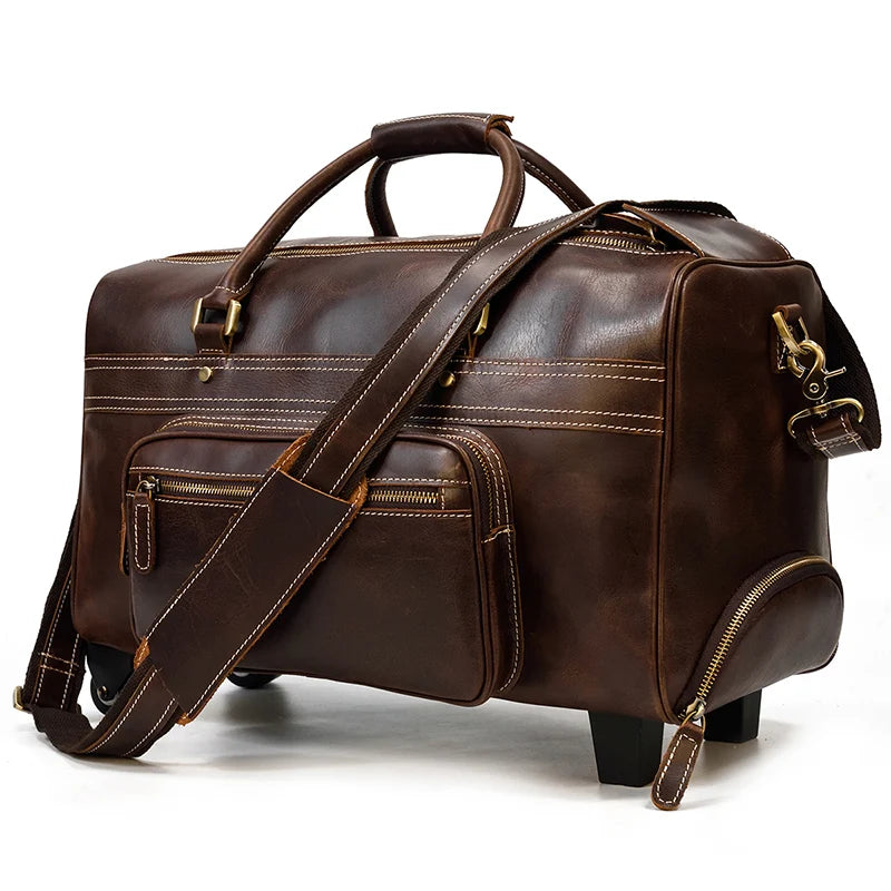 Leather Rolling Luggage Eclipse