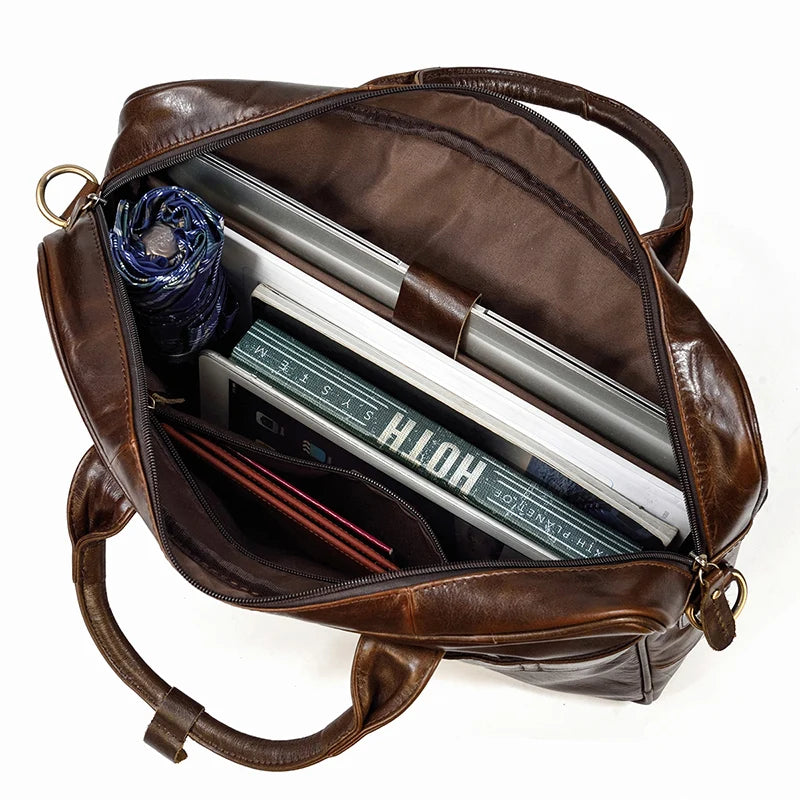 Leather Men Briefcase Vintage Business