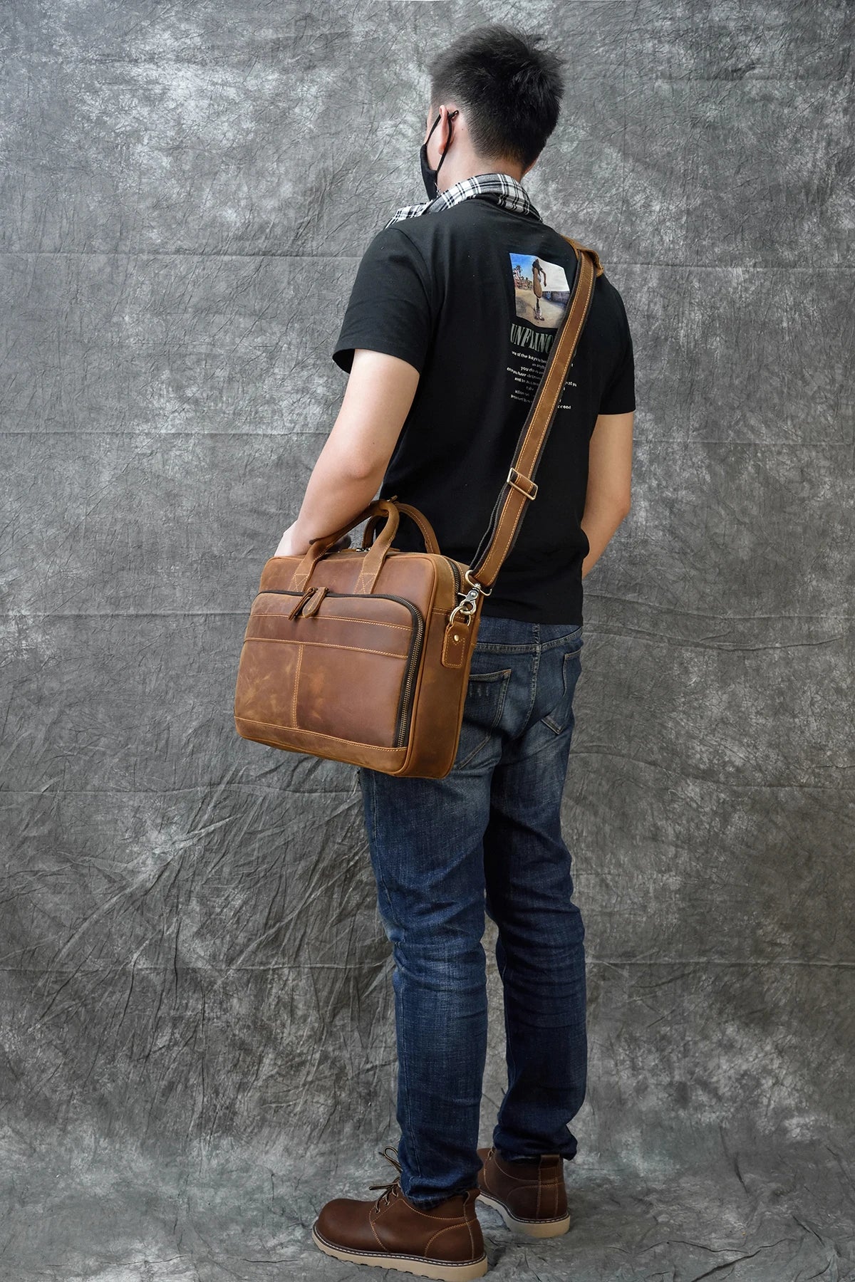 Leather Men Briefcase Vintage Business
