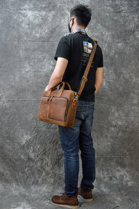 Leather Men Briefcase Vintage Business