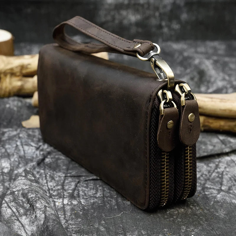 Leather Wallets Double Zip