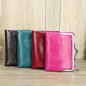 Compact Leather Wallet with RFID Protection