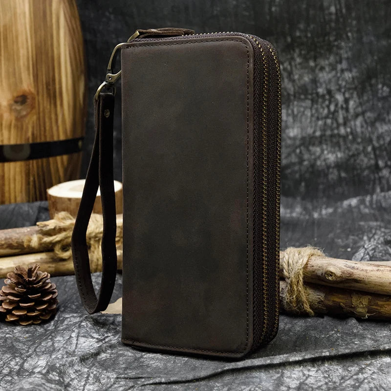 Leather Wallets Harbor Double Zipper Long