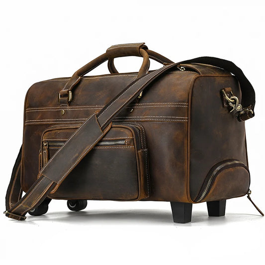 Leather Rolling Luggage Eclipse