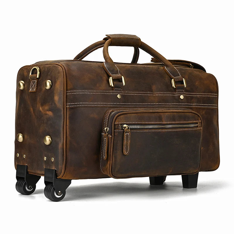 Leather Rolling Luggage Eclipse