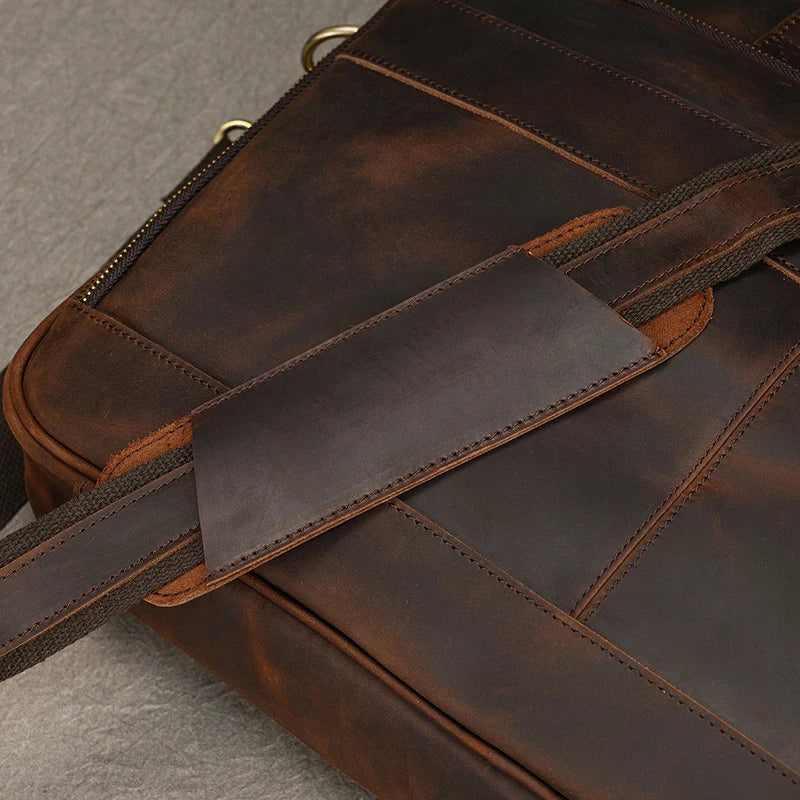 Leather Men Briefcase Vintage Business