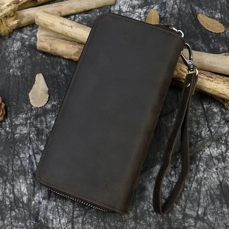 Leather Wallets Double Zip