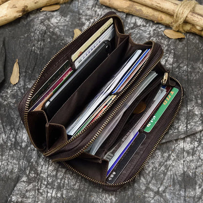 Leather Wallets Double Zip