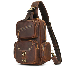 Retro leather big chest bag