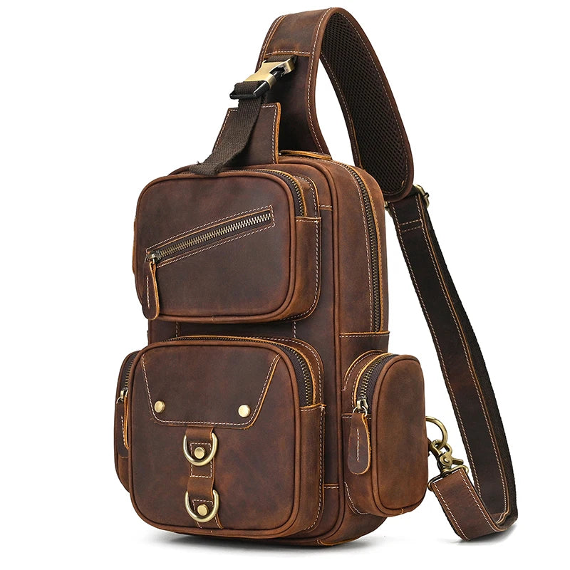 Retro leather big chest bag