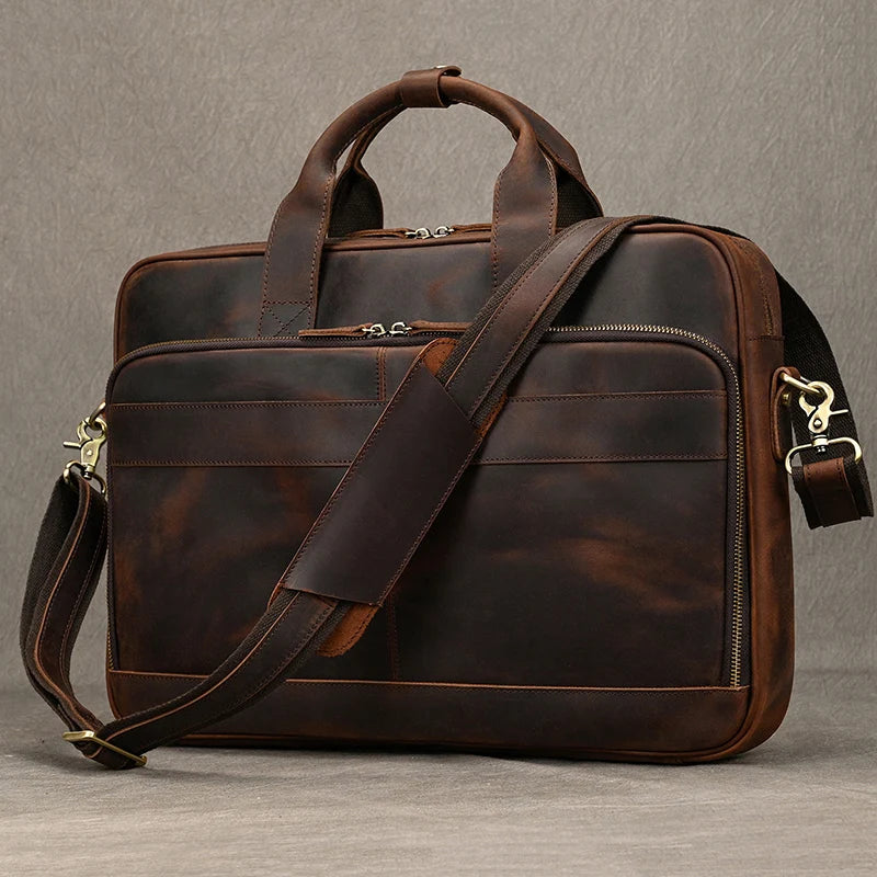 Leather Men Briefcase Vintage Business