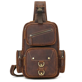 Retro leather big chest bag