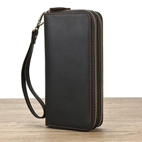 Leather Wallets Harbor Double Zipper Long