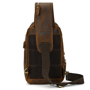 Leather Chest Bag Usb Charging