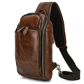 Leather Chest Bag Usb Charging