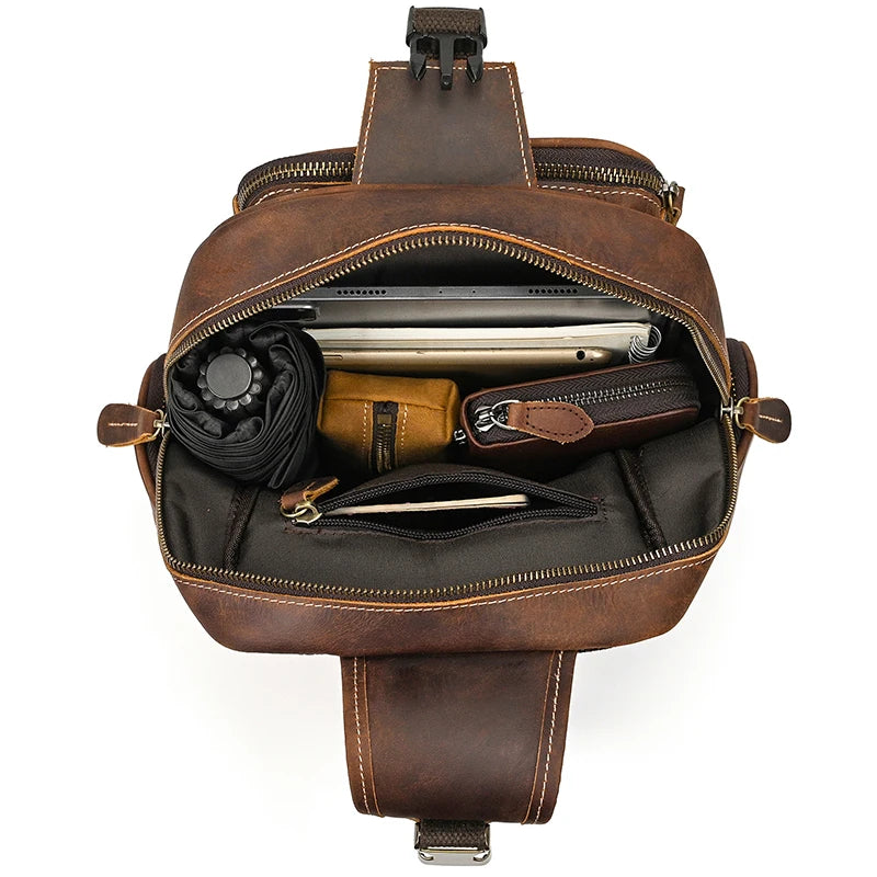 Retro leather big chest bag