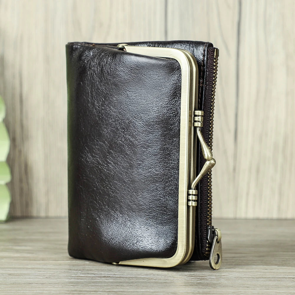 Compact Leather Wallet with RFID Protection