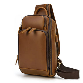 Leather Chest Bag Usb Charging