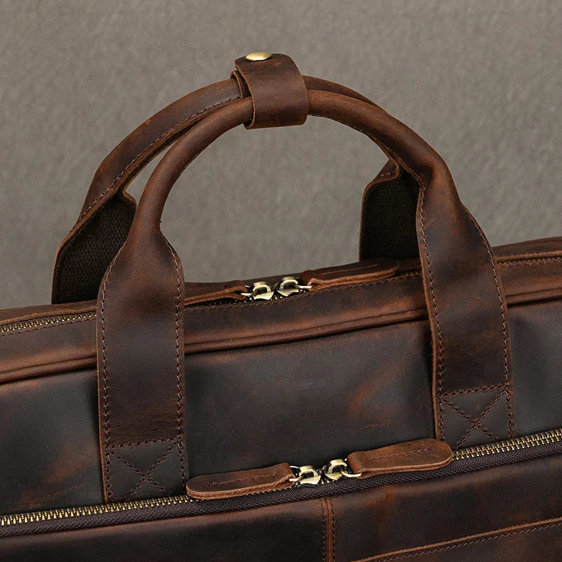 Leather Men Briefcase Vintage Business