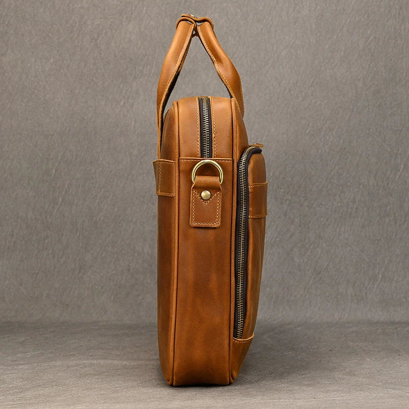 Leather Men Briefcase Vintage Business