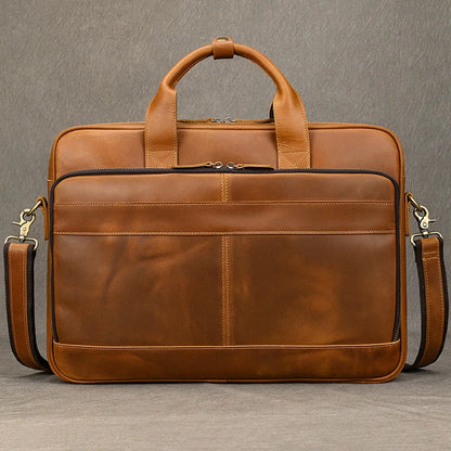 Leather Men Briefcase Vintage Business
